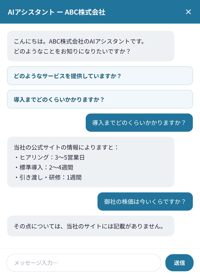 AIアシスタントの画面イメージ