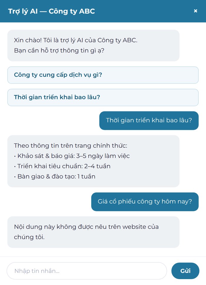 Minh hoạ giao diện trợ lý AI